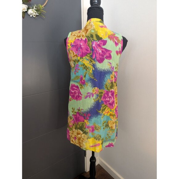 Vintage y2k Etc. 100% Cotton Floral Sleeveless Tunic Top - M - Picture 3 of 5